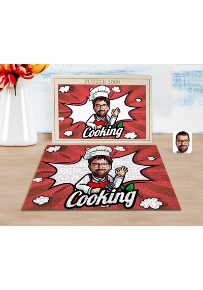 Bk Gift Kişiye Özel Erkek Chef Karikatürlü 1000 Parça Profesyonel Puzzle-14