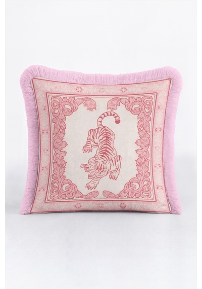 Egzotik Kaplan Motifli Şatafatlı Saçaklı Yastık Kılıfı-saray Boho Krem Pembe Püsküllü Kırlent Kılıfı Gizli Esinti Aura Egzotik Kaplan Motifli Şatafatlı Saçaklı Yastık Kılıfı-saray Boho Krem Pembe Püsküllü Kırlent Kılıfı Gizli Esinti Aura
