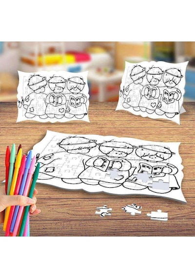Üç Küçük Kardeş Boyama Puzzle Tablo Çocuk Eğitici Yapboz