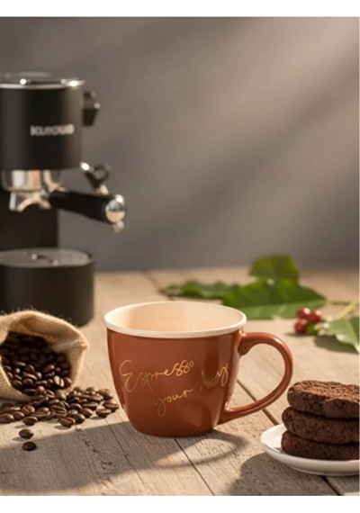 Toprak Tonlarında Porselen Kupa 200 Ml Espresso Fincanı C Renkli