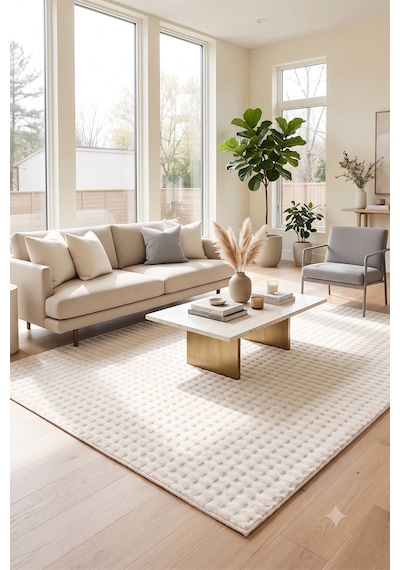 Villadia Home Textile Krem Yumuşak Bubble Puffy Post Kaymaz Taban Peluş Halı Yolluk Yıkanabilir Oturma Salon Koridor Çocuk Yatak Mutfak Odası Vd5010krem
