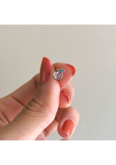 Ferizz 316l Çelik Zirkon Taşlı Pembe Elma Şeklinde Piercing Pembe