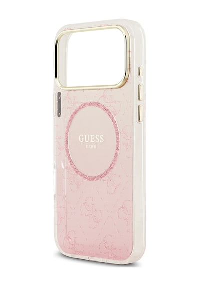 Apple Uyumlu iPhone 17 Pro Max Kılıf Guess Lisanslı M-safe Özellikli 4g Desenli Simli Silikon Kapak Pembe Pembe