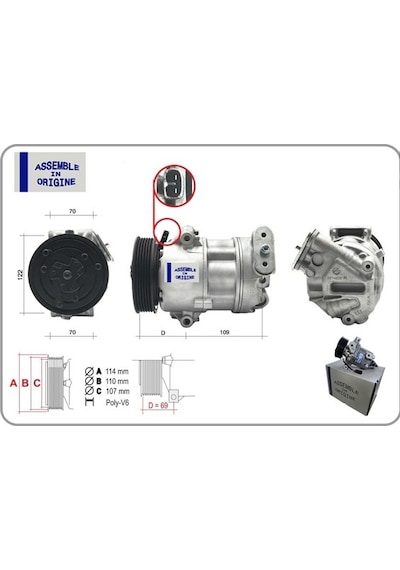 Gua 41318 Klima Kompresörü Fıat Egea 15 500l 12 1.3d Mtj 1.6 12v 6 Kanal 110 Mm 51883101-52003007 -