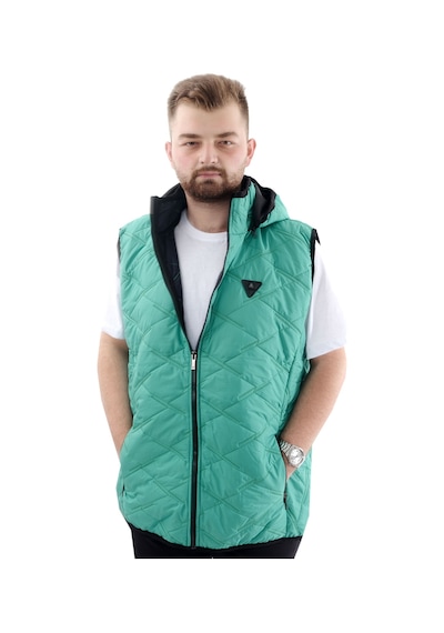 Mode Xl Büyük Beden Erkek Fermuarlı Kapüşonlu Şişme Yelek U24705 Yeşil Yeşil