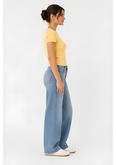 Lili Woman Kadın Slim Fit Bisiklet Yaka Basic T-shirt E.8007 Sarı