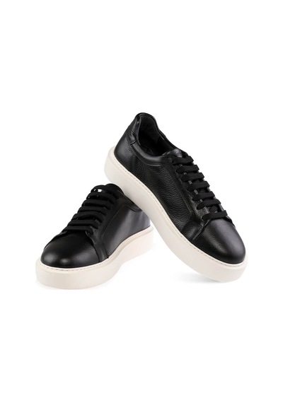 Siyah Casual Bağcıklı Deri Sneakers 13213024c006 002 Siyah