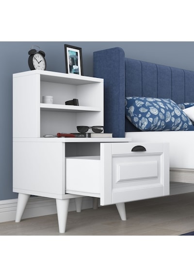 Rani Bd105 Komodin 2 Raflı Membran Çekmeceli Komodin Beyaz
