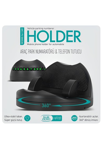 Hr18 Araç İçi Telefon Tutucu Torpidoya Yapışan + Park Teli Numara
