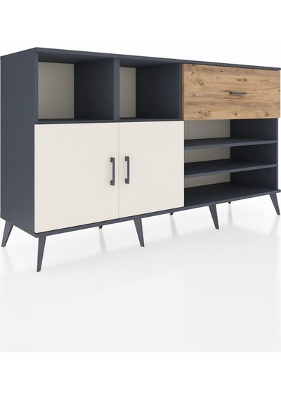 Hyperion Konsol 6 Raflı Tek Çekmeceli 2 Kapaklı 176x44x99 Antrasit-aytaşı/çam Antrasıt/aytası - Antrasıt Hyperion Konsol 6 Raflı Tek Çekmeceli 2 Kapaklı 176x44x99 Antrasit-aytaşı/çam Antrasıt/aytası - Antrasıt