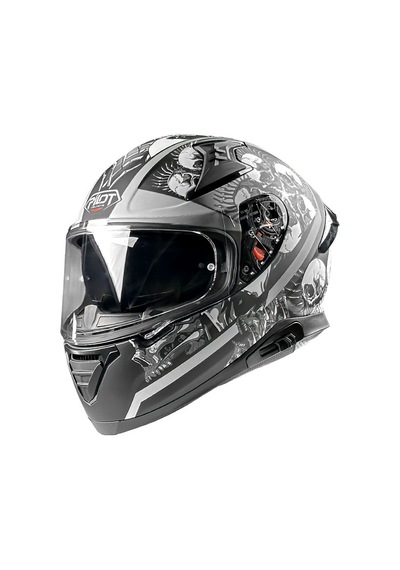 Pilot Snake Sv Matt Skull Full Face Kapalı Kask Siyah