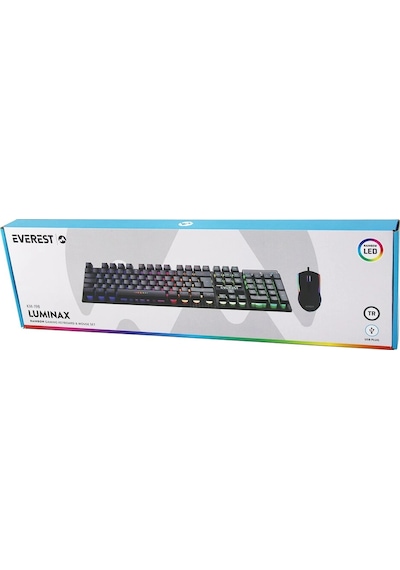 Siyah Gökkuşağı Işıklı Usb Kablolu Oyuncu Klavye - Mouse Set 5365 Diğer
