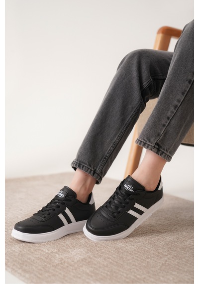 Daxtors Daxors D163 Günlük Ortopedik Kadın Sneaker Spor Ayakkabı Siyah-beyaz