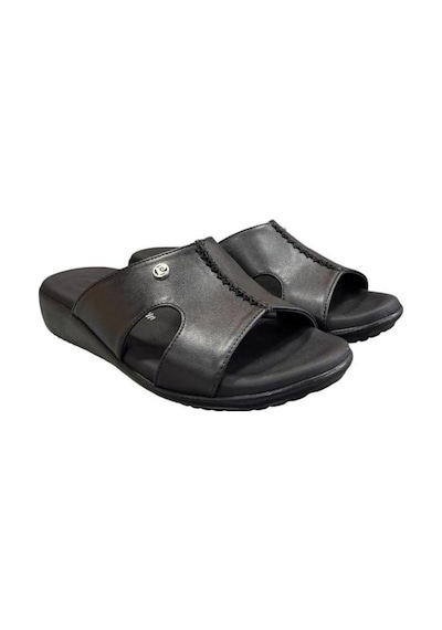 Pierre Cardin Üstü Dikişli Anatomik Bayan Terlik Siyah