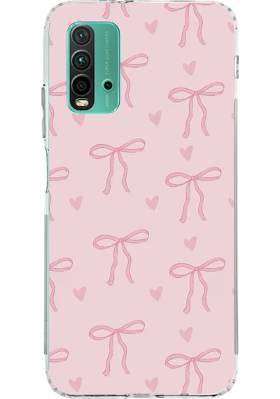 Redmi 9t - Poco M3 Uyumlu Pembe Kalpli Fiyonklar Baskılı Silikon Kılıf Renkli