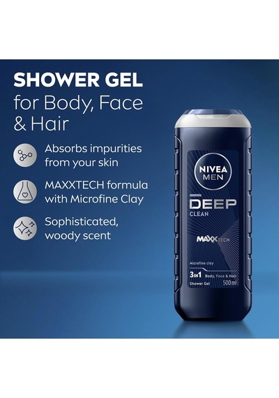 Men Erkek Deep Dimension Banyo Ve Duş Jeli 500ml, 3'ü1 Arada Komple Bakım, Vücut Saç Ve Yüz 299950 Diğer