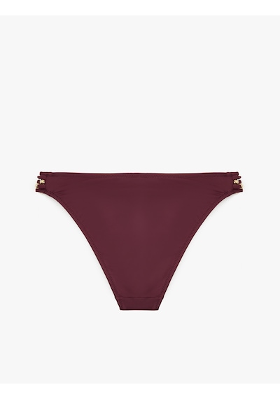 Koton Astarlı Yanları İpli Boncuklu Bikini Altı Bordo 5sak00187mm Bordo