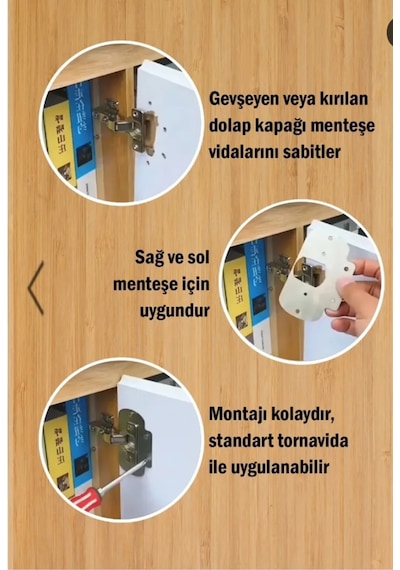 2 Adet Menteşe Tamir Seti Dolap Kapak Tamir Sacı
