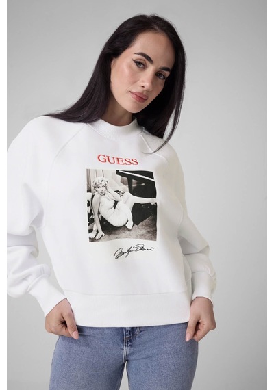 Guess Marylin Baskılı Beyaz Kadın Sweatshirt W6bq19k6978-g011