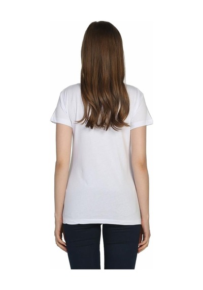 Bant Giyim - Yin Yang Kedi Beyaz Kadın T-Shirt Tişört
