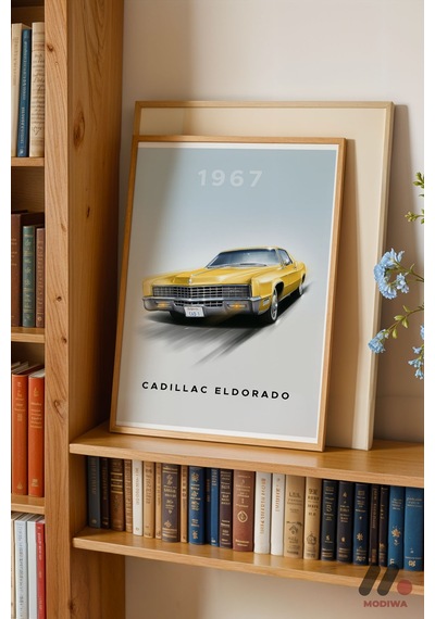 Cadillac Eldorado 1967 Klasik Araba, Ahşap Çerçeveli Duvar Tablosu - Oto Severlere Özel Hediye