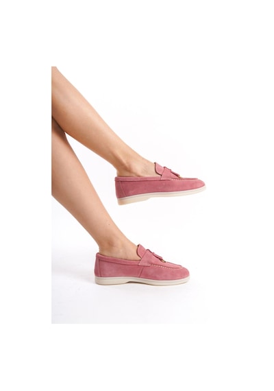 Mubiano Hakiki Deri Collection Kadın Süet Loafer & Babet Mercan -mckry1410-mrc Mercan