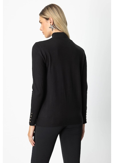 On Fashion Kadın Dik Yaka Basic Siyah Kazak 63514 Siyah