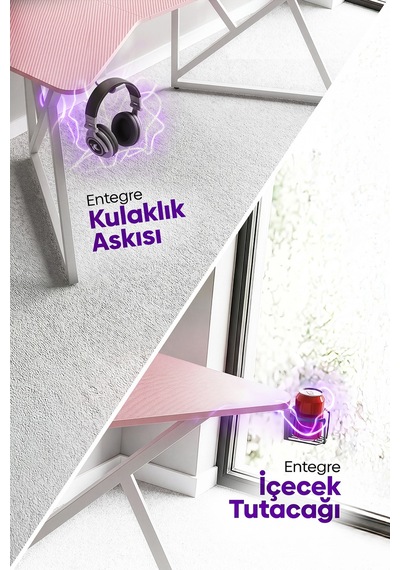 Vortex Kanatlı Oyuncu Masası Pembe