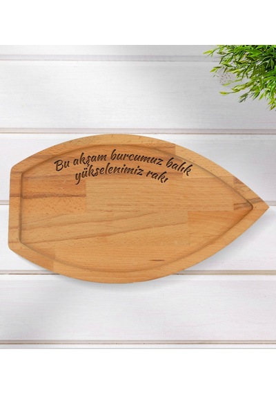 Kişiye Özel Kayık Tasarımlı Doğal Masif Ahşap Yemek Sunum Tabağı