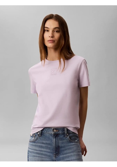 Calvin Klein Ss 20s Jersey Emblem, Vfj Mor Kadın T-shirt