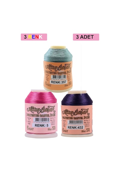 3 Adet Altınbaşak Oya Ve Dantel İpi 20 Gr - Royaleks - No: 005 -