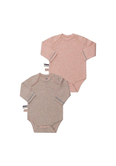 Organicera Organik Uzun Kollu Bebek Body 2'li Set , Rose Melange Pudra