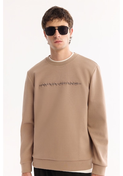Avva Erkek Vizon Bisiklet Yaka Pamuklu Bi-stretch Baskılı Regular Fit Sweatshirt A52y1210