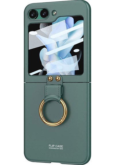 Microsonic Samsung Galaxy Uyumlu Z Flip 5 Kılıf Ring Fall Platinum