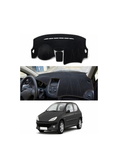 Peugeot - 206+ 2009-2013 Uyumlu Torpido Koruma Kılıfı - Siyah Şeritli