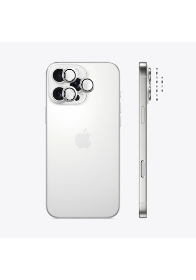 Safeus Safir Temperli Kamera Lens Koruyucu Apple Uyumlu iPhone 16 Pro Max İle Beyaz