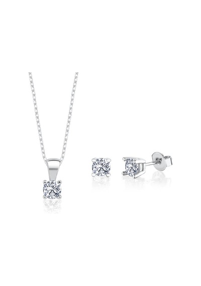 Mia Vento 1.20 Karat Effective Diamond Işıltılı Dokunuş İkili Tektaş Gümüş Set