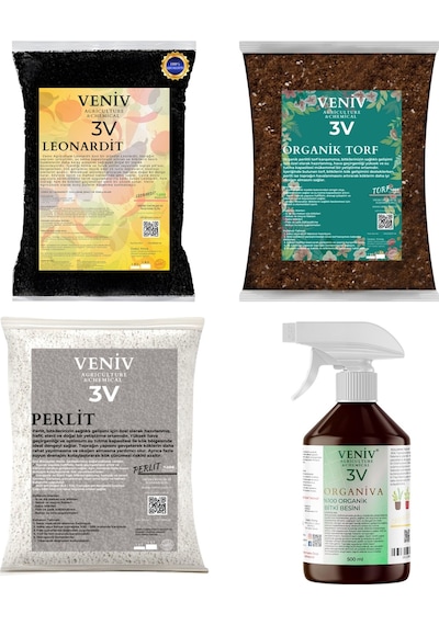 3v Bitki Bakım Yetiştirme Seti-torf 2l -leonardit 2l -perlit 2l -organiva Organik Besin 500 Ml 4