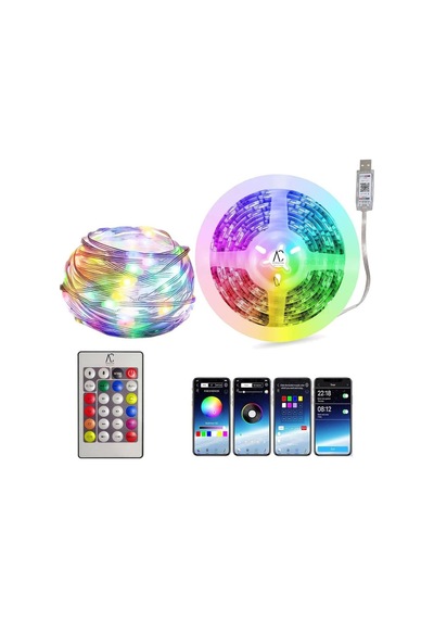 10m Rgb Şerit Led - Kumanda Ve Mobil App- Su Geçirmez - Ses Efekt
