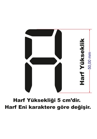 Stencil Harf Boyama Şablonu X067 Harf Yüksekliği 5 Cm