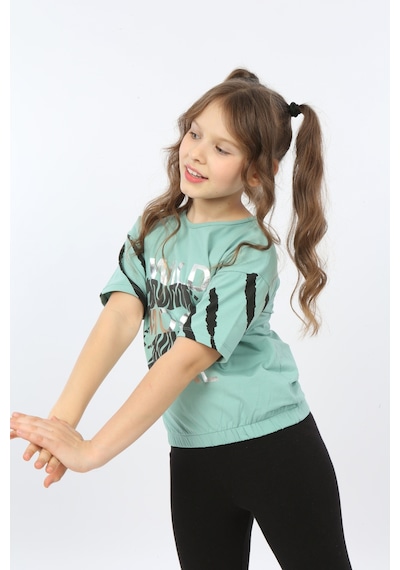 Toontoy Kids Toontoy Kız Çocuk Wild Wood Girl Baskılı Tişört Yeşil