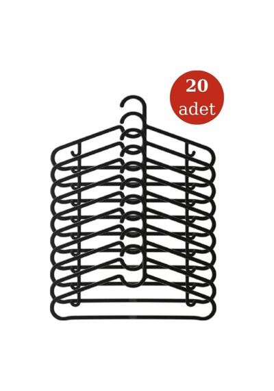 20 Adet Slim Elbise Askısı, Gömlek Pantolon Tişört Şal Kıyafet Askısı 20 Li Set Plastik Siyah Tr Diğer
