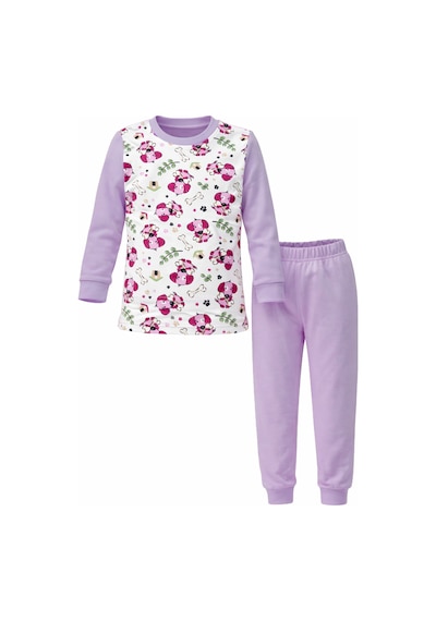 Kız Çocuk Pamuklu Desenli Pijama Takımı 6068-11 Mor Mor