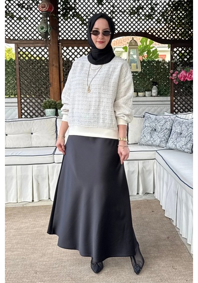 Rabia Şamlı Tanem Tüvit-saten Etekli Takım Ekru Normal