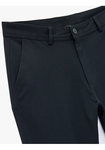 Koton Viskon Karışımlı Cepli Düğmeli Slim Fit Kumaş Pantolon Lacivert 6wam40109hw Lacivert