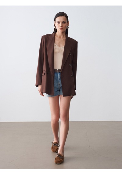 Dilvin 60804 %100 Lyocell Blazer Ceket-kahve