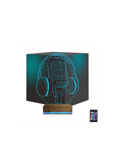 Luvivia Dj Müzik Mikrofon Kulaklık 3d Lamba - Masa Gece Lambası Şeffaf