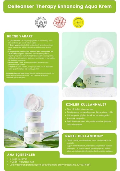 5 Seramid Ve 7 Hyaluronik Asit İçeren Nemlendirici Ve Yatıştırıcı Therapy Enhancing Aqua Krem