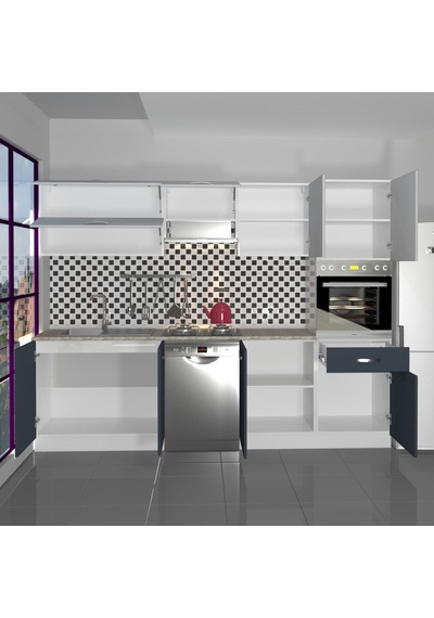 Decoraktiv Elite 280y Ankastre Boy Dolaplı Mdf Hazır Mutfak Dolabı - Tezgah Dahil - Antrasit - Buz Gri Diğer Decoraktiv Elite 280y Ankastre Boy Dolaplı Mdf Hazır Mutfak Dolabı - Tezgah Dahil - Antrasit - Buz Gri Diğer