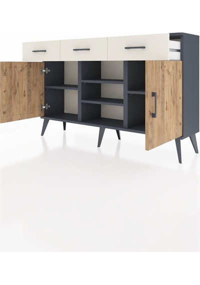 Arges Konsol 4 Raflı 3 Çekmeceli 2 Kapaklı 132x30x83 Antrasit-çam/aytaşı Çam/aytaşı Arges Konsol 4 Raflı 3 Çekmeceli 2 Kapaklı 132x30x83 Antrasit-çam/aytaşı Çam/aytaşı